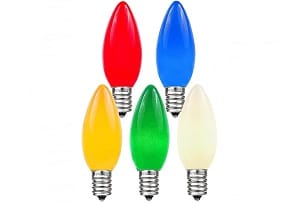 C7 Opaque Multi Color Bulbs image used for "How Opaque C7 Bulbs Give You a Timeless Retro Christmas Look" Article