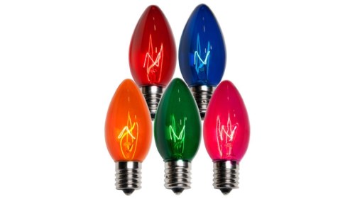 C9 Incandescent Transparent Multi Color Replacement Bulbs