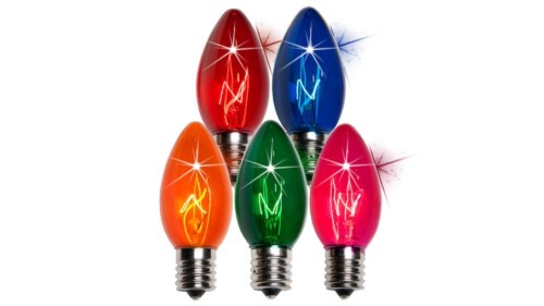 C9 Incandescent Transparent Multi Color Twinkle Replacement Bulbs