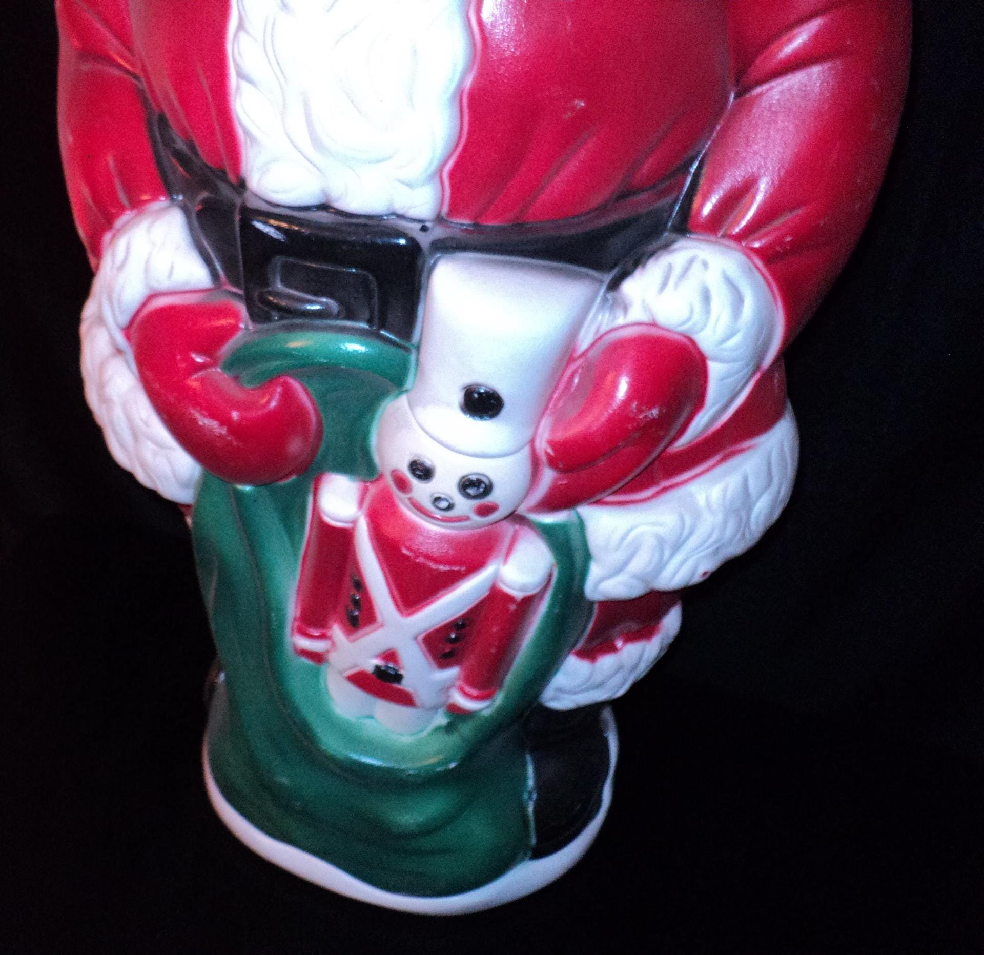Grand Venture 38" Santa with Toy Soldier Christmas Blow Mold Closeup View