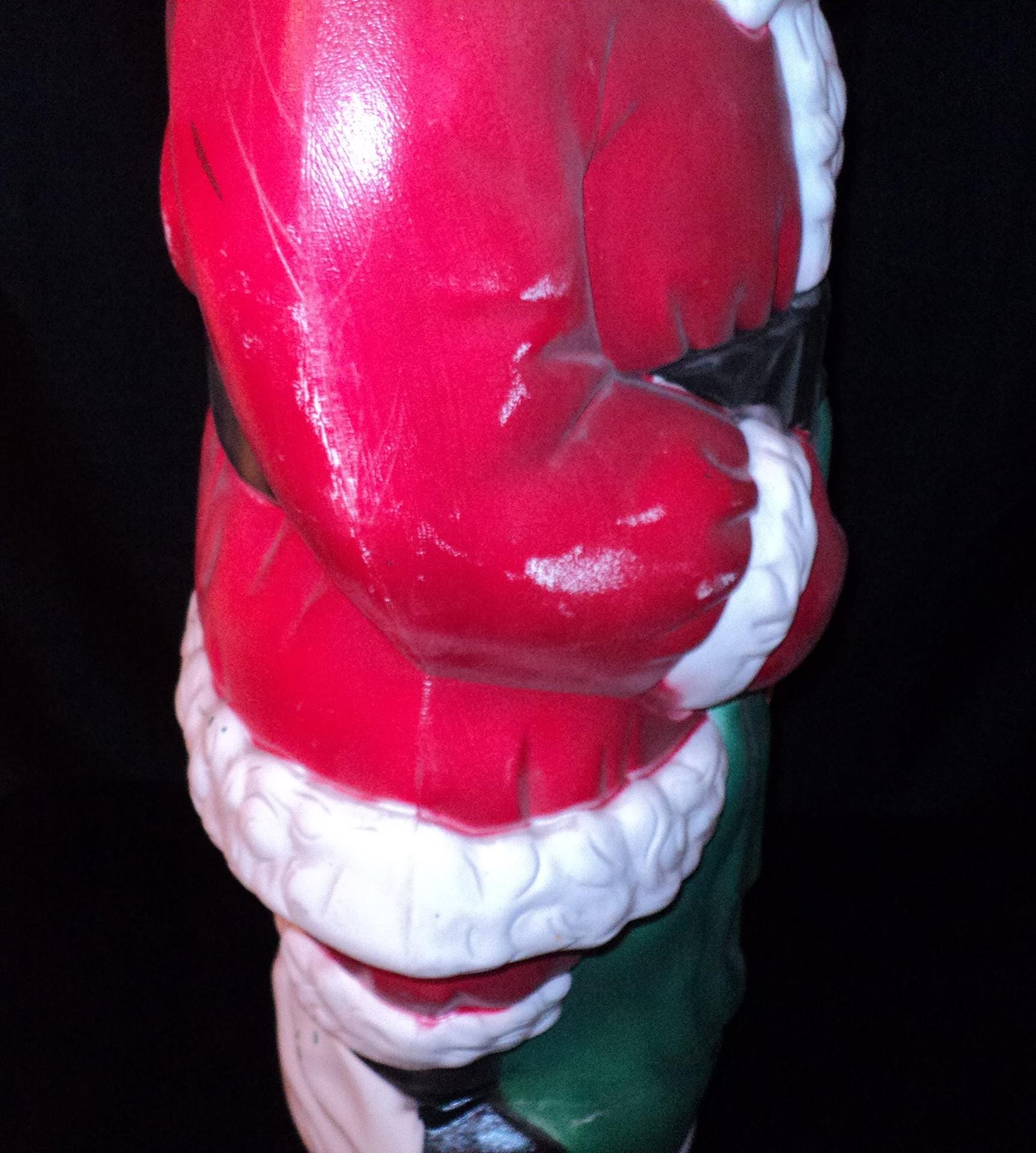 Grand Venture 38" Santa with Toy Soldier Christmas Blow Mold Right Side Closeup View